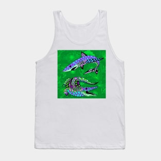 floral shark and gator in mandala zentangle kingdom of beast ecopop Tank Top